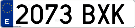 Ejemplo de matrícula de coche ordinaria 2073 BXK