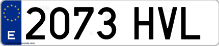 Ejemplo de matrícula de coche ordinaria 2073 HVL