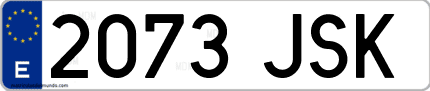 Ejemplo de matrícula de coche ordinaria 2073 JSK