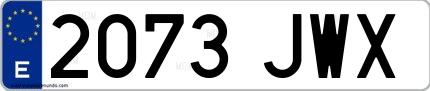 Ejemplo de matrícula de coche ordinaria 2073 JWX
