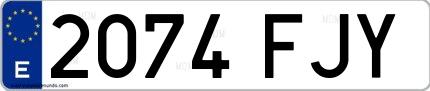 Ejemplo de matrícula de coche ordinaria 2074 FJY