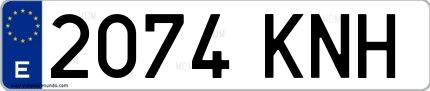 Ejemplo de matrícula española 2074 KNH