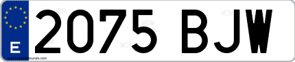 Ejemplo de matrícula de coche ordinaria 2075 BJW