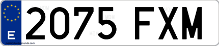 Ejemplo de matrícula de coche ordinaria 2075 FXM
