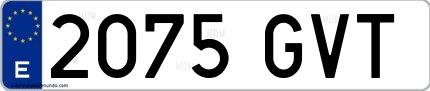 Ejemplo de matrícula española 2075 GVT