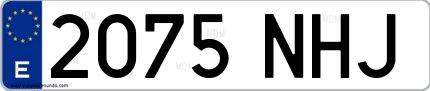 Ejemplo de matrícula española 2075 NHJ
