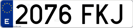 Ejemplo de matrícula de coche ordinaria 2076 FKJ