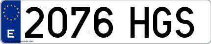 Ejemplo de matrícula española 2076 HGS