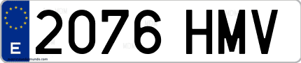 Ejemplo de matrícula de coche ordinaria 2076 HMV