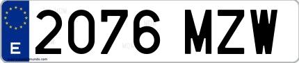 Ejemplo de matrícula española 2076 MZW