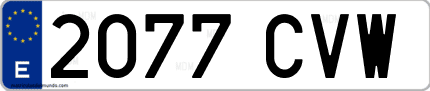 Ejemplo de matrícula de coche ordinaria 2077 CVW
