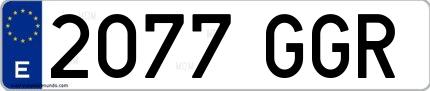 Ejemplo de matrícula española 2077 GGR