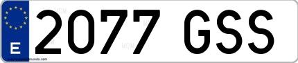 Ejemplo de matrícula española 2077 GSS