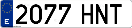 Ejemplo de matrícula de coche ordinaria 2077 HNT