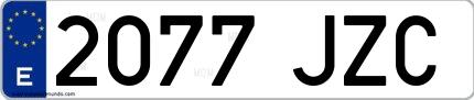Ejemplo de matrícula de coche ordinaria 2077 JZC