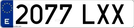 Ejemplo de matrícula española 2077 LXX