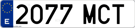 Ejemplo de matrícula de coche ordinaria 2077 MCT