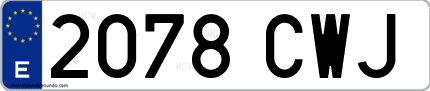 Ejemplo de matrícula de coche ordinaria 2078 CWJ