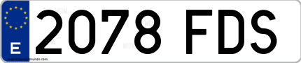 Ejemplo de matrícula de coche ordinaria 2078 FDS