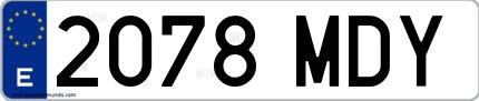 Ejemplo de matrícula española 2078 MDY