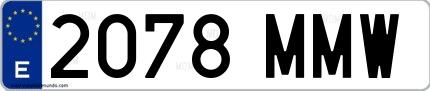 Ejemplo de matrícula española 2078 MMW