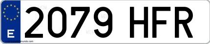 Ejemplo de matrícula española 2079 HFR
