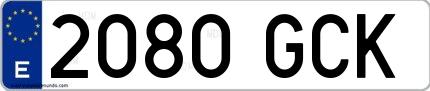 Ejemplo de matrícula española 2080 GCK