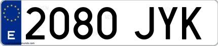 Ejemplo de matrícula española 2080 JYK