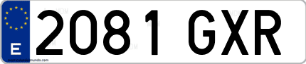 Ejemplo de matrícula de coche ordinaria 2081 GXR