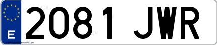 Ejemplo de matrícula de coche ordinaria 2081 JWR