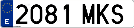 Ejemplo de matrícula de coche ordinaria 2081 MKS