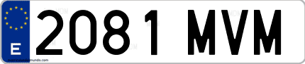 Ejemplo de matrícula de coche ordinaria 2081 MVM