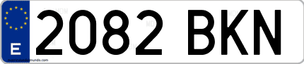 Ejemplo de matrícula de coche ordinaria 2082 BKN