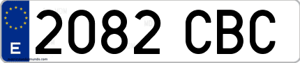 Ejemplo de matrícula de coche ordinaria 2082 CBC