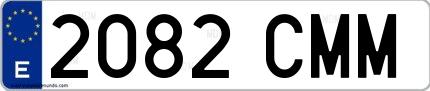 Ejemplo de matrícula española 2082 CMM