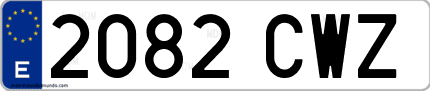 Ejemplo de matrícula de coche ordinaria 2082 CWZ