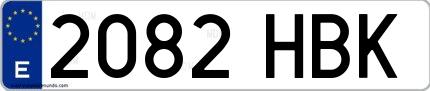 Ejemplo de matrícula española 2082 HBK
