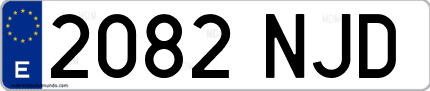 Ejemplo de matrícula de coche ordinaria 2082 NJD