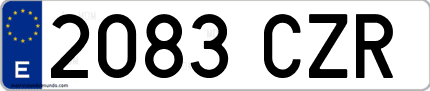 Ejemplo de matrícula de coche ordinaria 2083 CZR