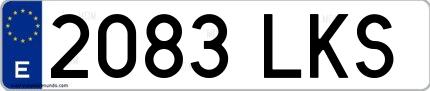Ejemplo de matrícula española 2083 LKS