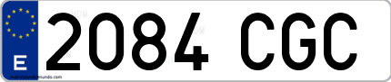 Ejemplo de matrícula de coche ordinaria 2084 CGC