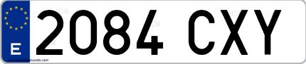 Ejemplo de matrícula de coche ordinaria 2084 CXY