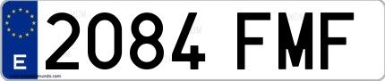 Ejemplo de matrícula española 2084 FMF