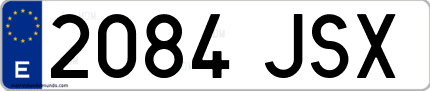 Ejemplo de matrícula de coche ordinaria 2084 JSX