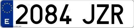 Ejemplo de matrícula española 2084 JZR