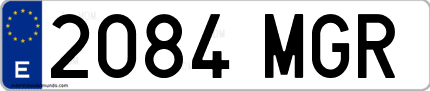 Ejemplo de matrícula de coche ordinaria 2084 MGR