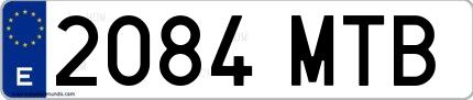 Ejemplo de matrícula española 2084 MTB