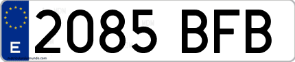 Ejemplo de matrícula de coche ordinaria 2085 BFB