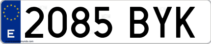 Ejemplo de matrícula de coche ordinaria 2085 BYK