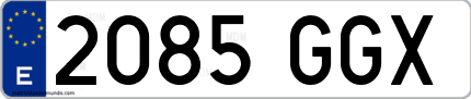 Ejemplo de matrícula de coche ordinaria 2085 GGX